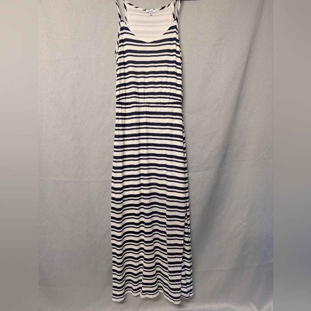 Striped Black & White Sleeveless Maxi Dress